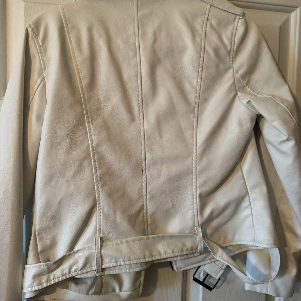 Superdown Ivory Leather Jacket - image 2